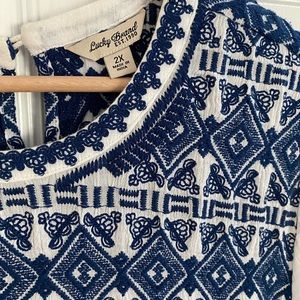 2X Lucky Brand White & Blue Dress
